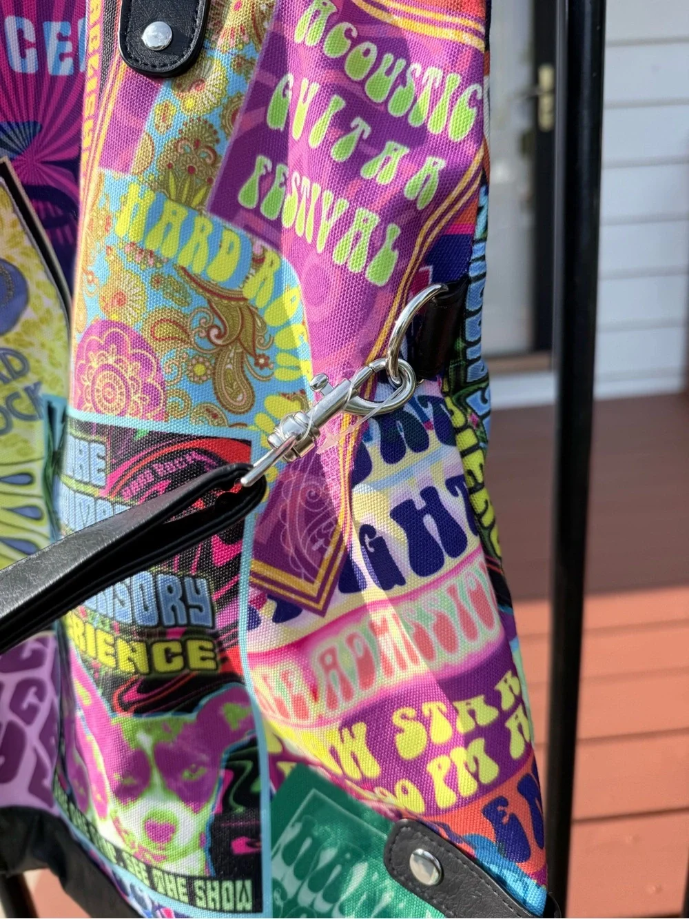 Hard Rock Cafe Neon Poster Patchwork Tote - Yellow, Green, Pink, Black